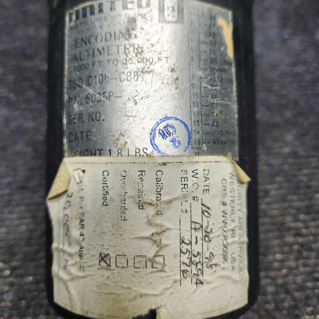 Used aircraft parts for sale, 5035P United Instruments PIPER PA-24-250 Encoding Altimeter Indicator