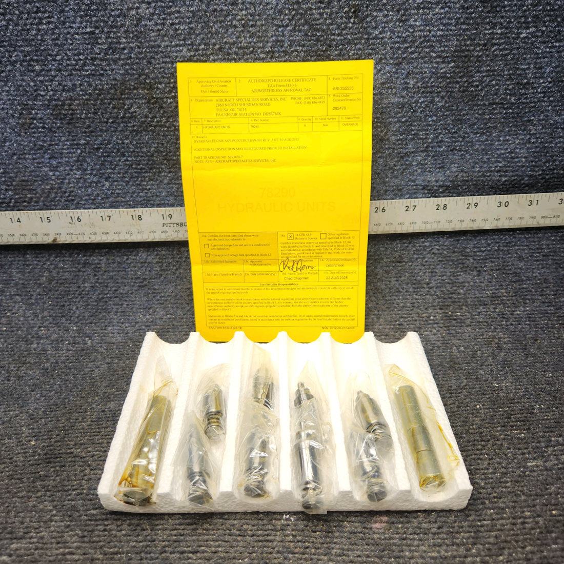 Used aircraft parts for sale, 78290 Lycoming O-320 Piper PA28-140 Hydraulic Plug Assy W/ Sockets Set of 8 with 8130-1