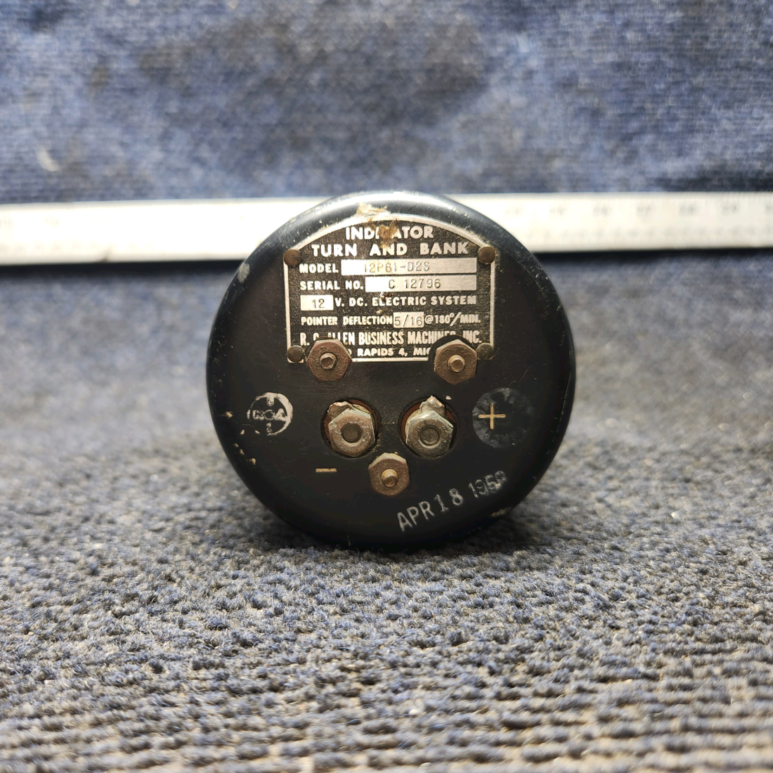 Used aircraft parts for sale, 12P61-D2S RC Allen Cessna C175 Indicator Turn And Bank