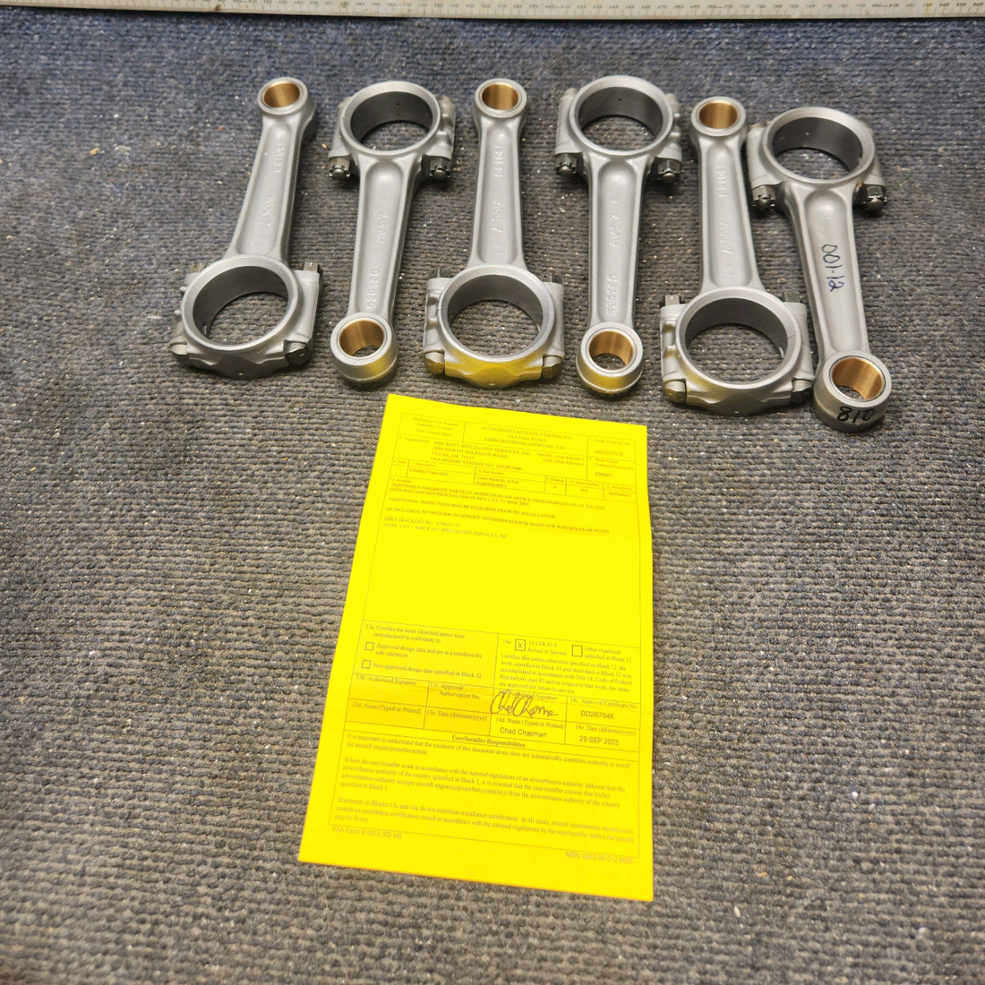 Used aircraft parts for sale, 530186 Continental O-300D Cessna 172F Connecting Rods