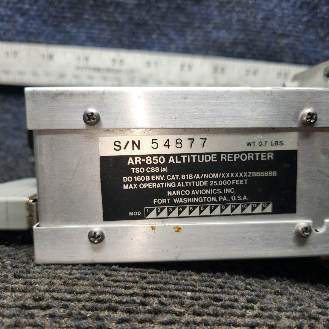 Used aircraft parts for sale, AR-850 Narco Avionics cessna 150G Altitude Reporter with Connector – 25,000 ft