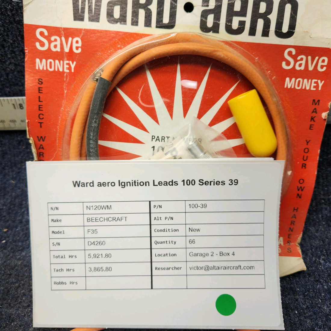 Used aircraft parts for sale, 100-39 BEECHCRAFT F35 WARD AERO IGNITION LEADS 100 SERIES 39