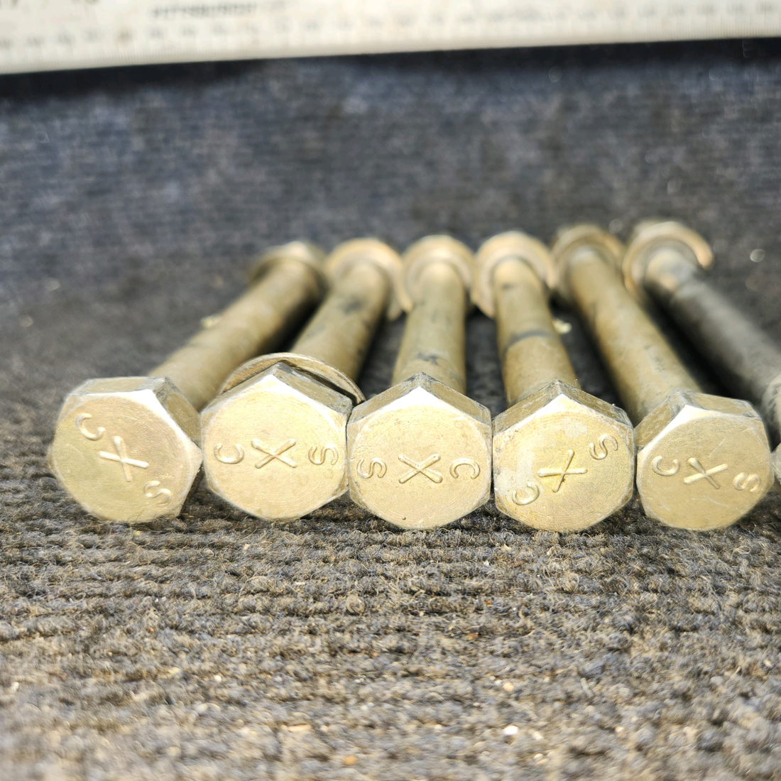 Used aircraft parts for sale, A2513-16 Cessna 172E Prop Bolts (6) (1/2 Bolt 3/4 Head 4.75 in Long)