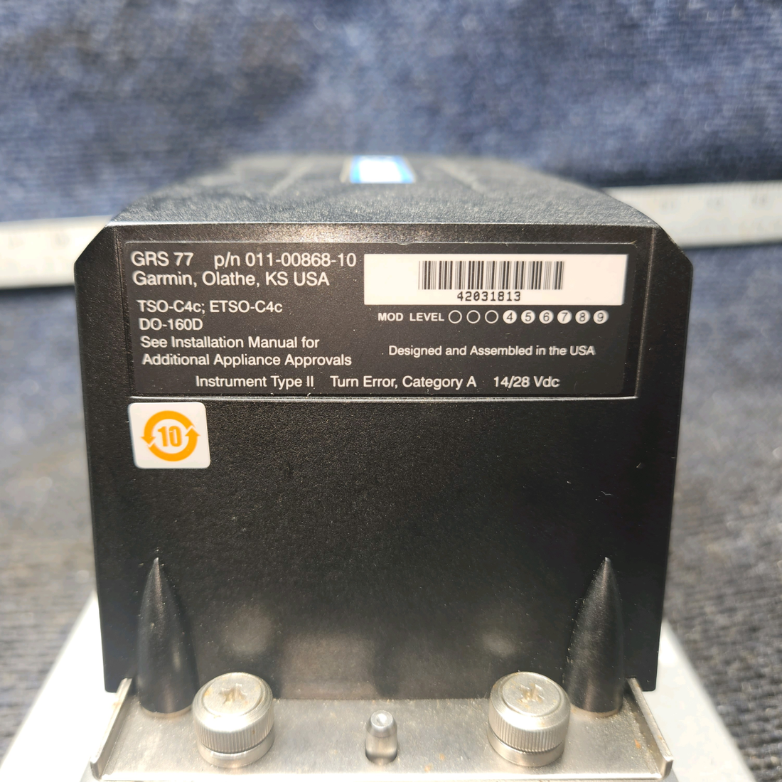 Used aircraft parts for sale, 011-00868-10 Garmin GRS-77 PIPER PA-24-250 Altitude Heading Reference Unit with Mount (14, 28V)