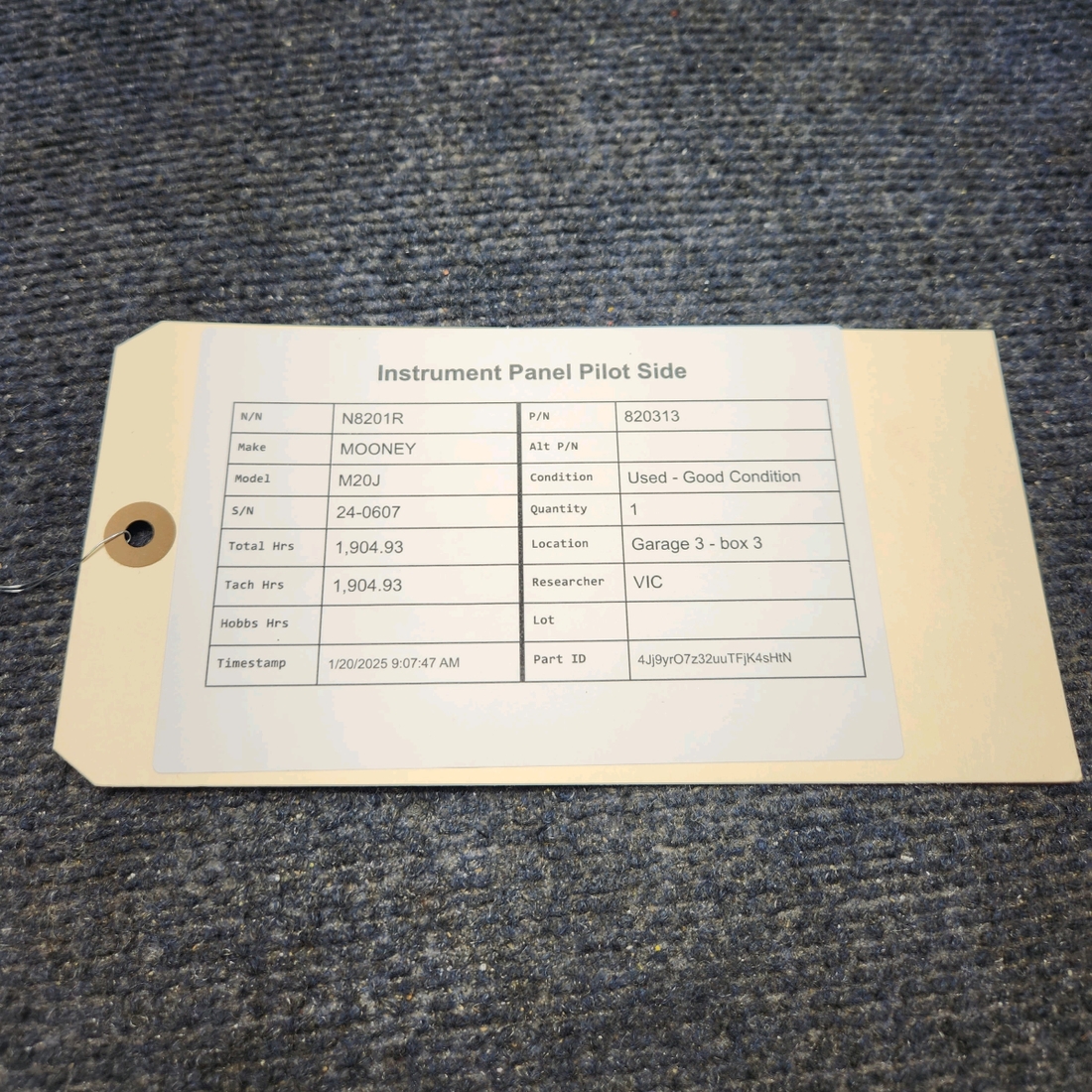 Used aircraft parts for sale, 820313 MOONEY M20J INSTRUMENT PANEL PILOT SIDE