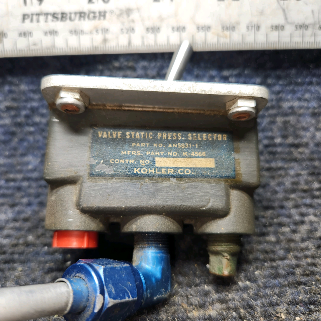 Used aircraft parts for sale, K-4566 Kohler Beechcraft F35 Static Presure Selector Valve