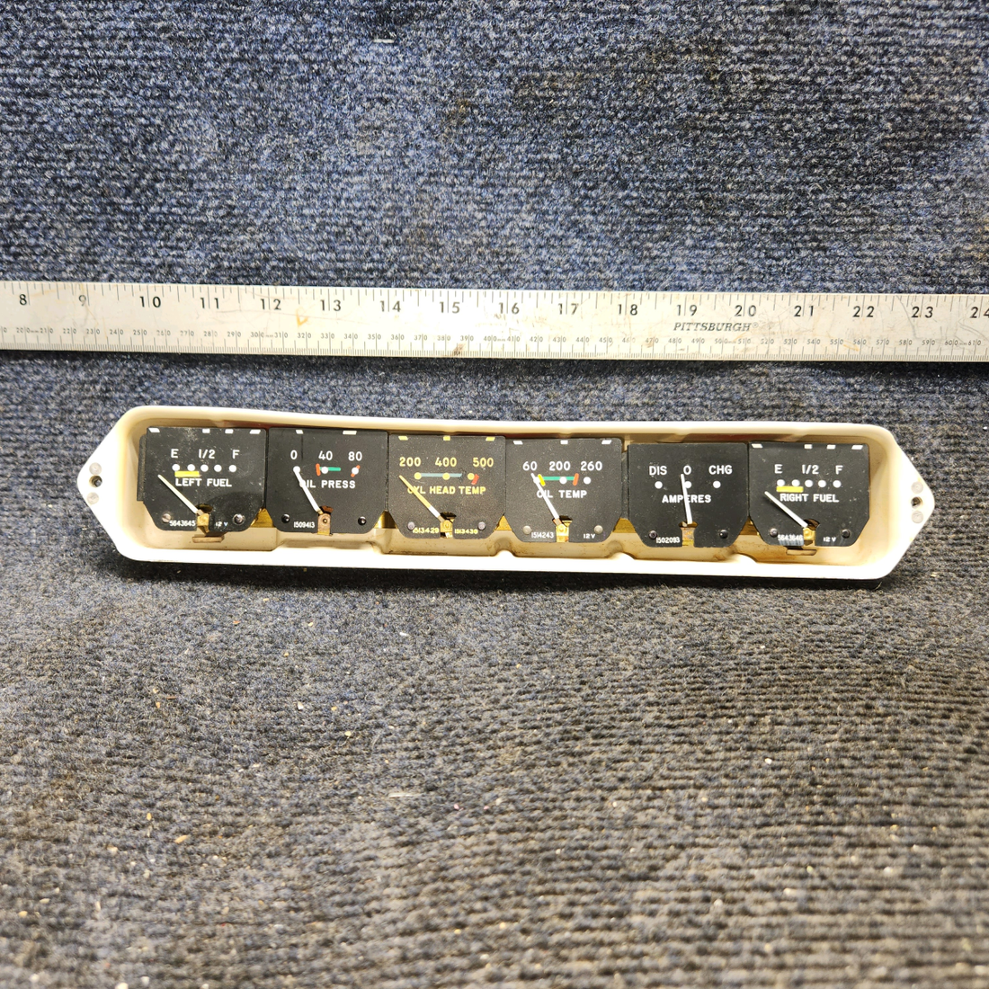 Used aircraft parts for sale, 35-324401-5 Beechcraft 35-B33 Instrument Gauge Cluster (Volts: 12)