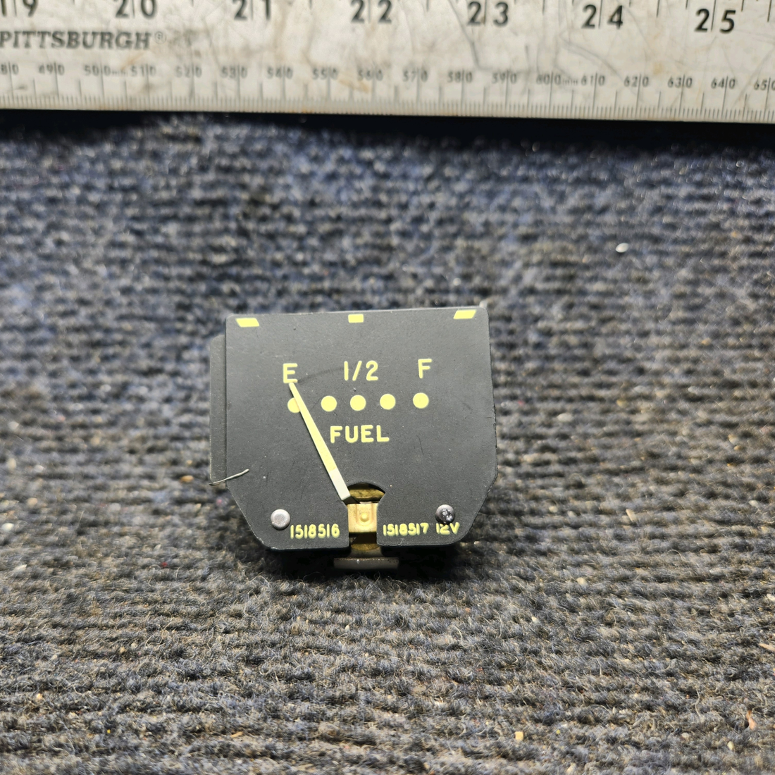 Used aircraft parts for sale, 1518516 Stewart-Warner Continental, Lycoming Fuel Gauge Indicator (12v)