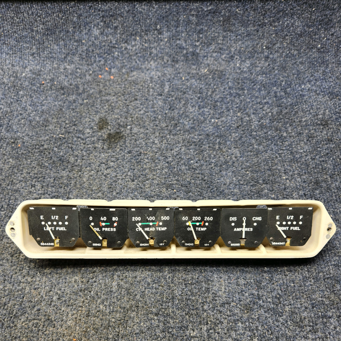 Used aircraft parts for sale, 35-324401-5 BEECHCRAFT F35 INSTRUMENT GAUGE CLUSTER (VOLTS: 12) PRICE PER EACH