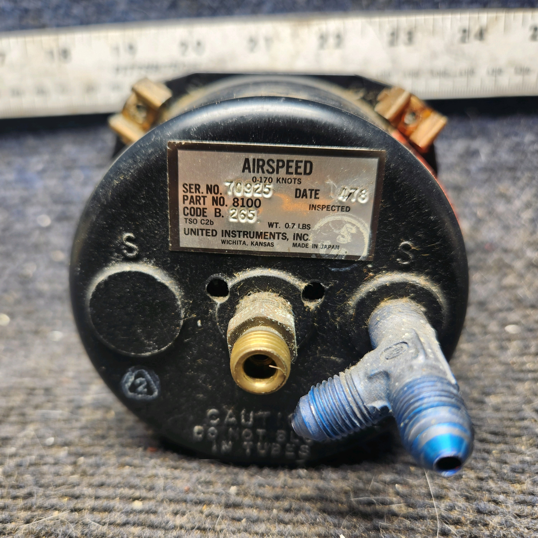 Used aircraft parts for sale, 8100 United Instruments piper PA-28-181 True Airspeed Indicator (CODE B.265)