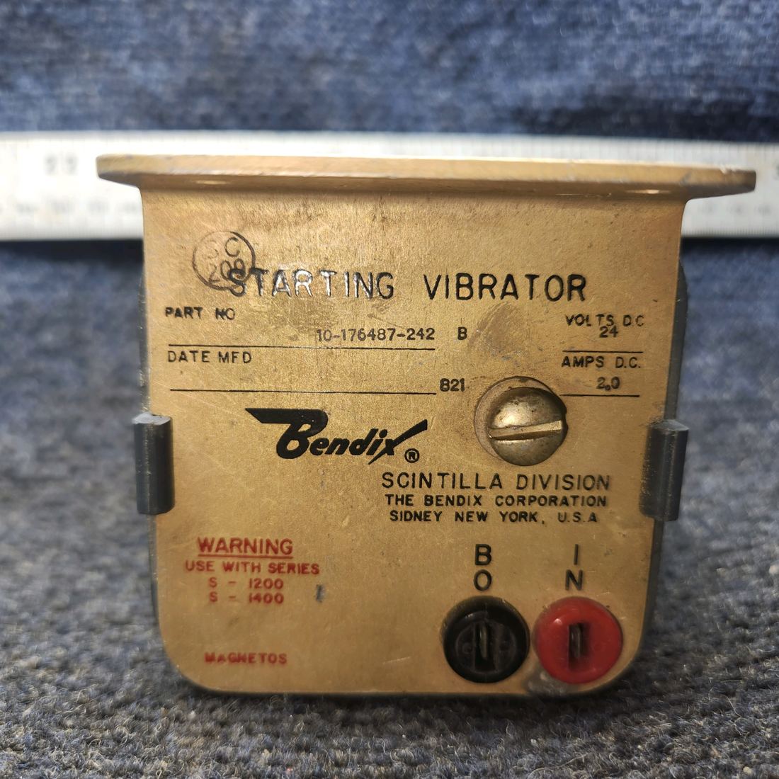 Used aircraft parts for sale, 0-176487-242B Bendix Starting Vibrator Assembly (24V, 2.0A)