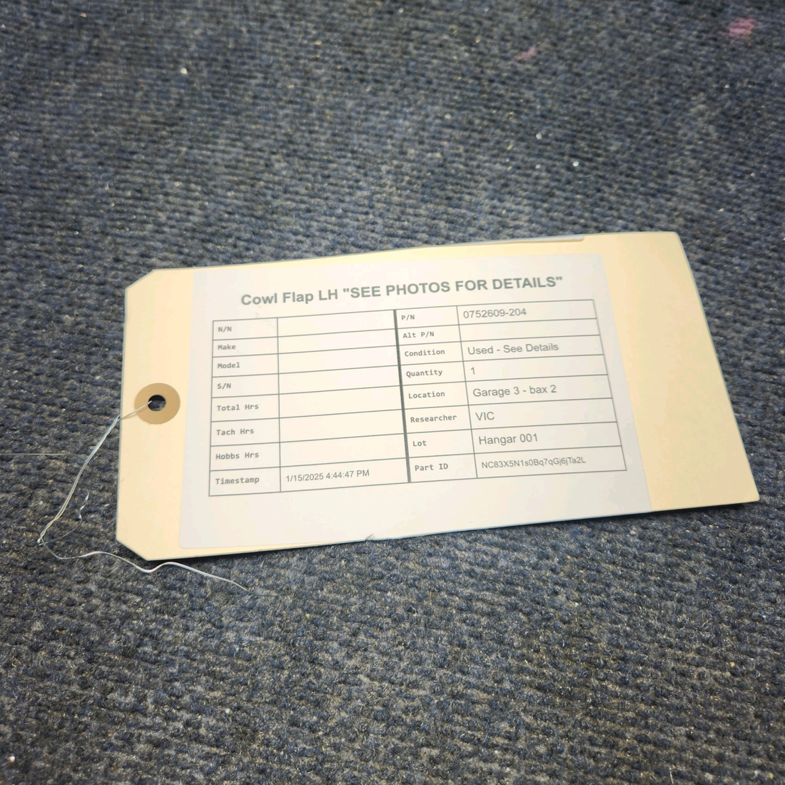 Used aircraft parts for sale, 0752609-204 Cessna C182Q COWL FLAP LH "SEE PHOTOS FOR DETAILS"