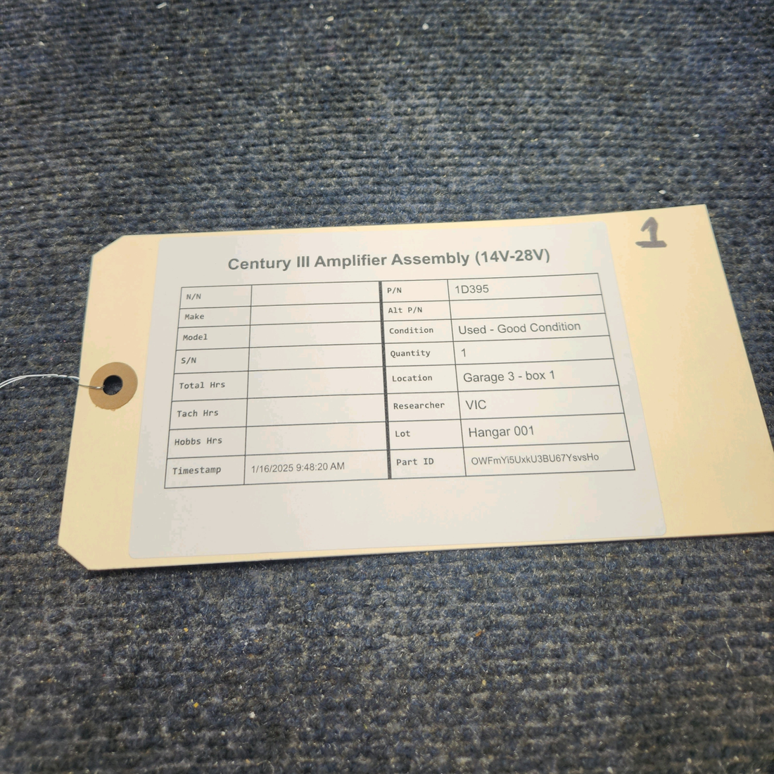 Used aircraft parts for sale, 1D395 EDO-AIRE Century III AMPLIFIER ASSEMBLY (14V-28V)