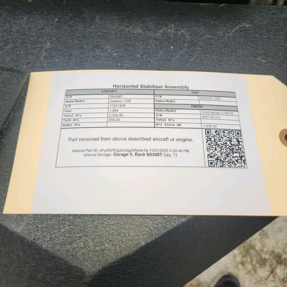 Used aircraft parts for sale, 0532001-202 Cessna 172E Horizontal Stabilizer Assembly