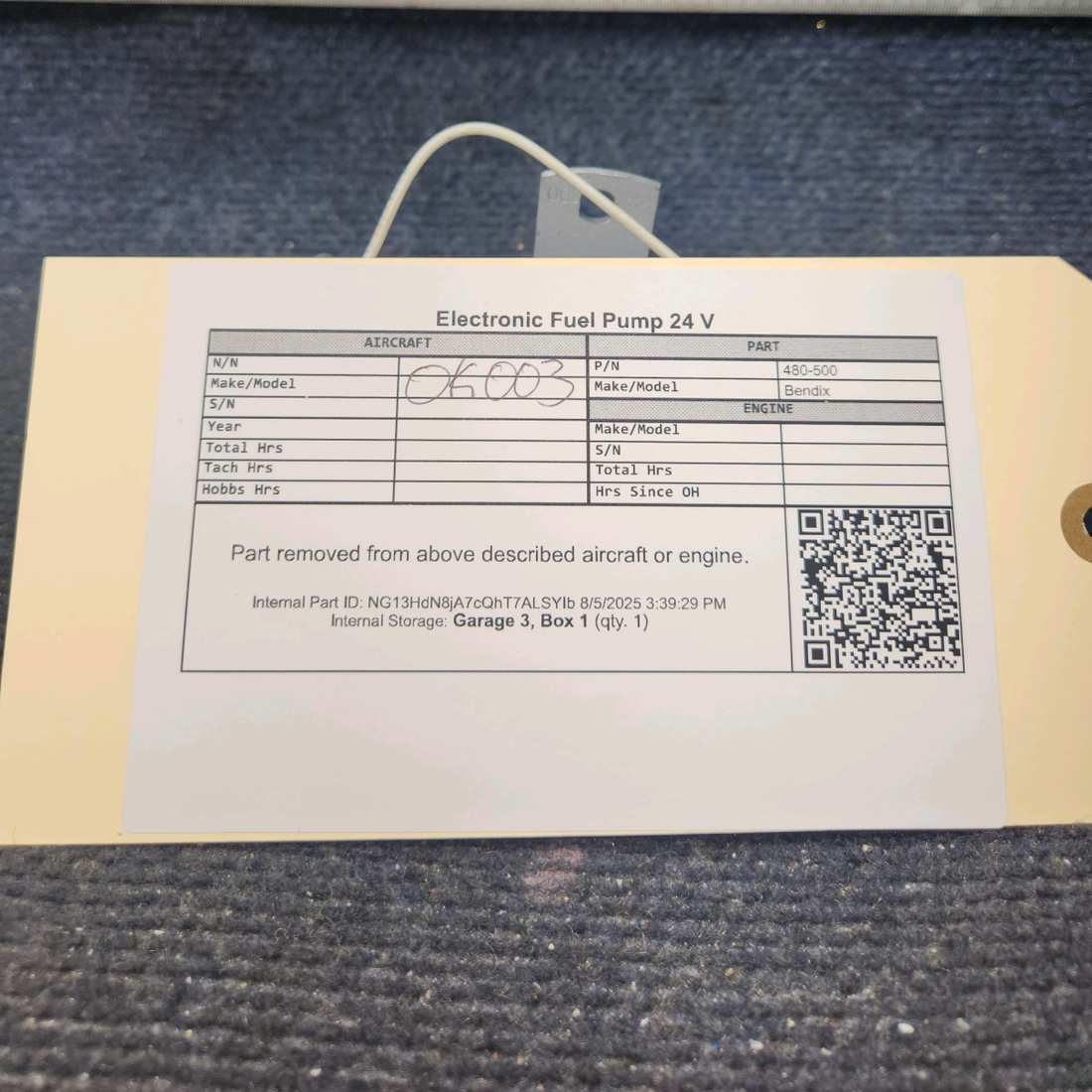 Used aircraft parts for sale, 480-500 Bendix Electronic Fuel Pump 24 V