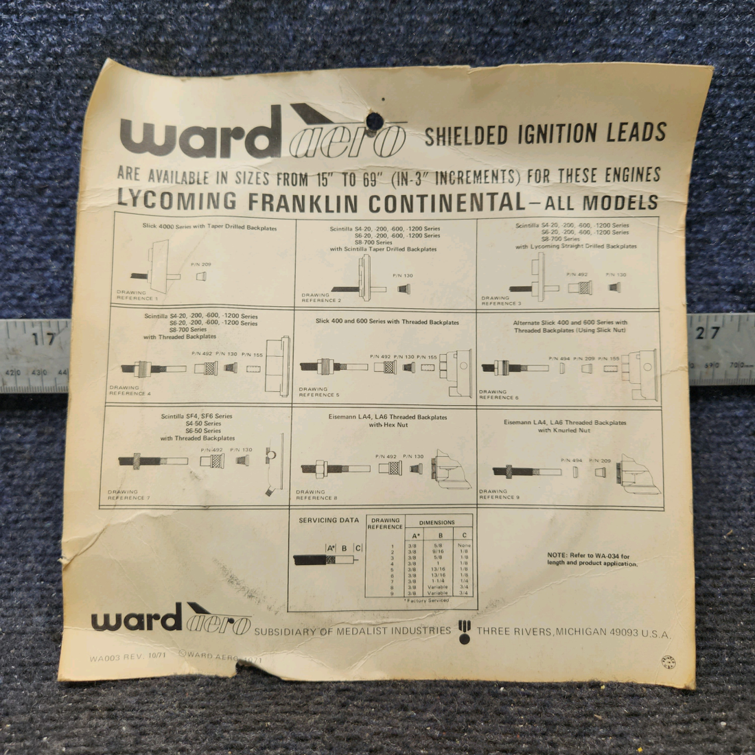 Used aircraft parts for sale, 100-51 Ward Aero 100 Series Continental, Lycoming Repair Kit for Ignition Leads