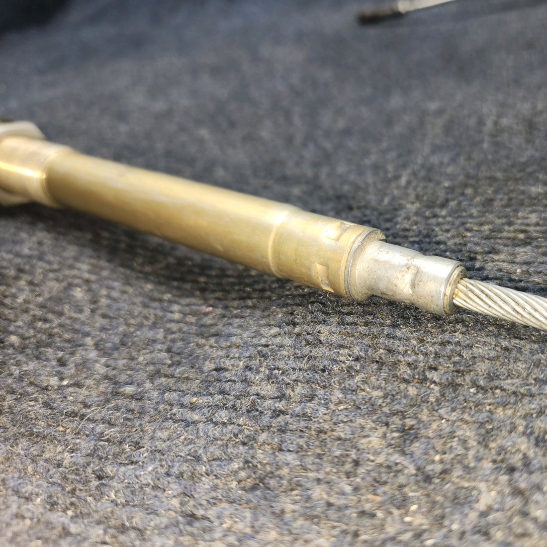 Used aircraft parts for sale, 169-940013-15 Beechcraft A24R Throttle Control Cable VERNIER (Length: 58-3/4") PLASTIC IS BROKEN SEE PHOTOS