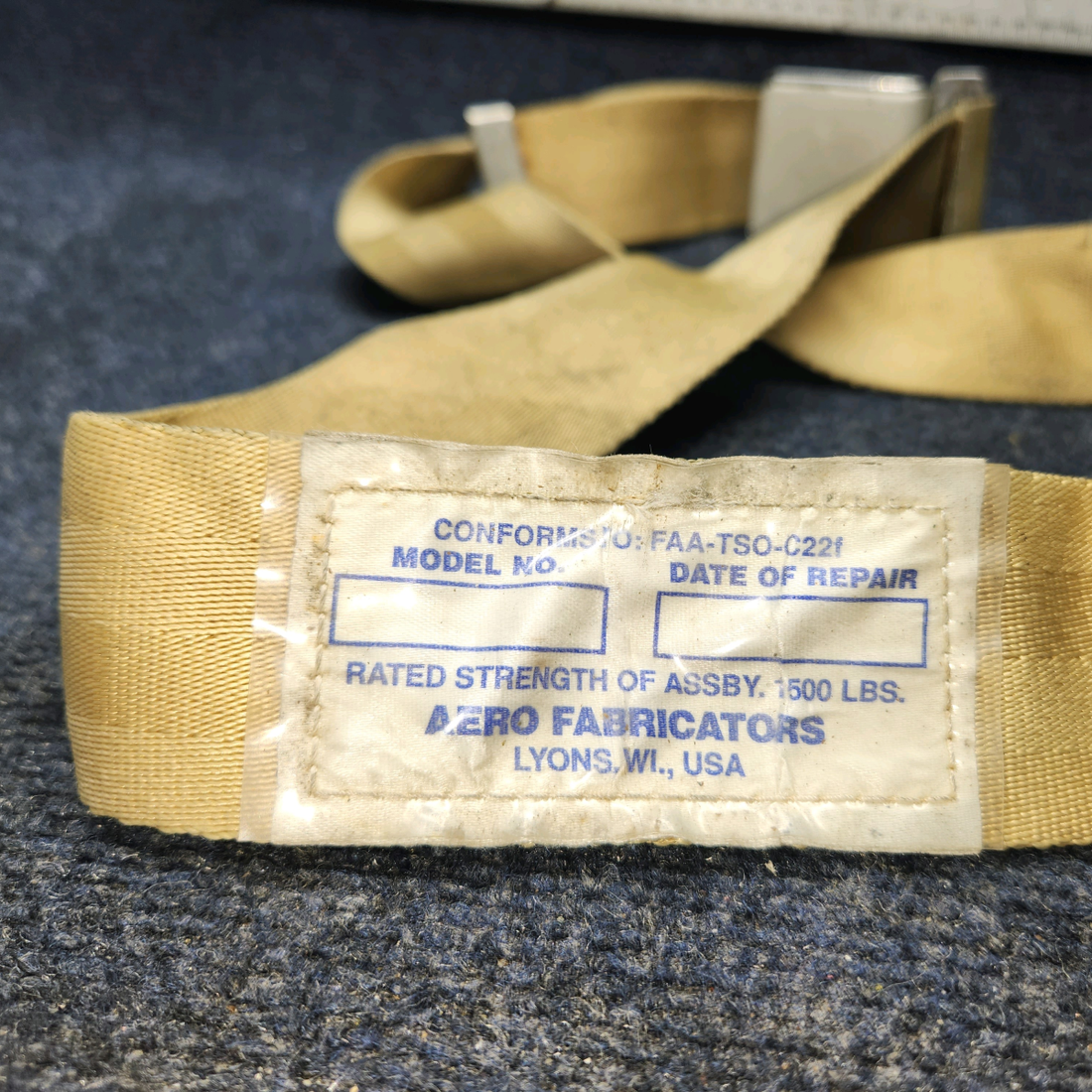 Used aircraft parts for sale, 5000B3 America Safety PIPER PA-24-250 Seatbelt Assembly BEIGE