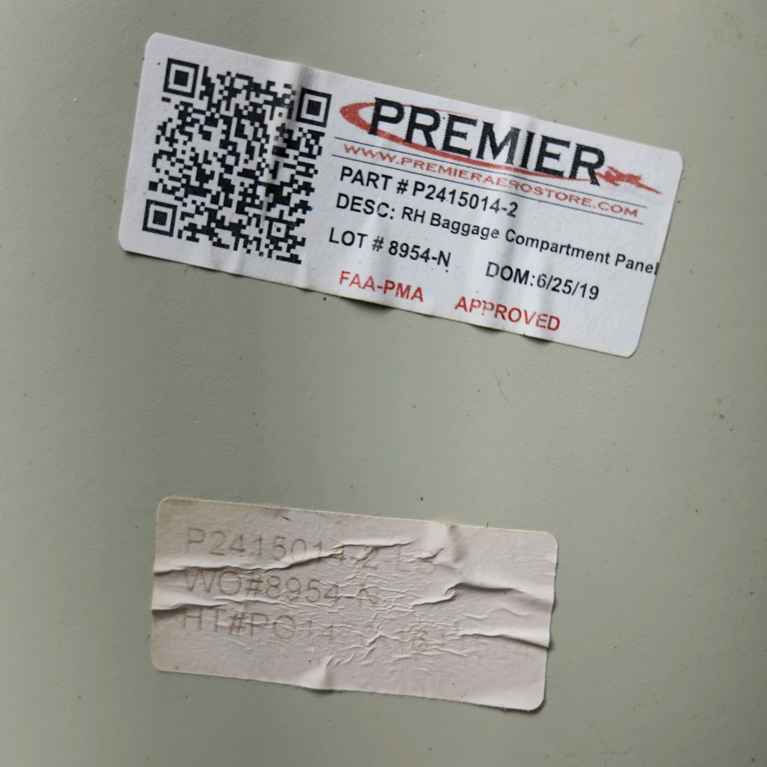 Used aircraft parts for sale, P2415014-2 Texas Aeroplastic CESSNA C172RG BAGGAGE COMPARTMENT PANEL RH
