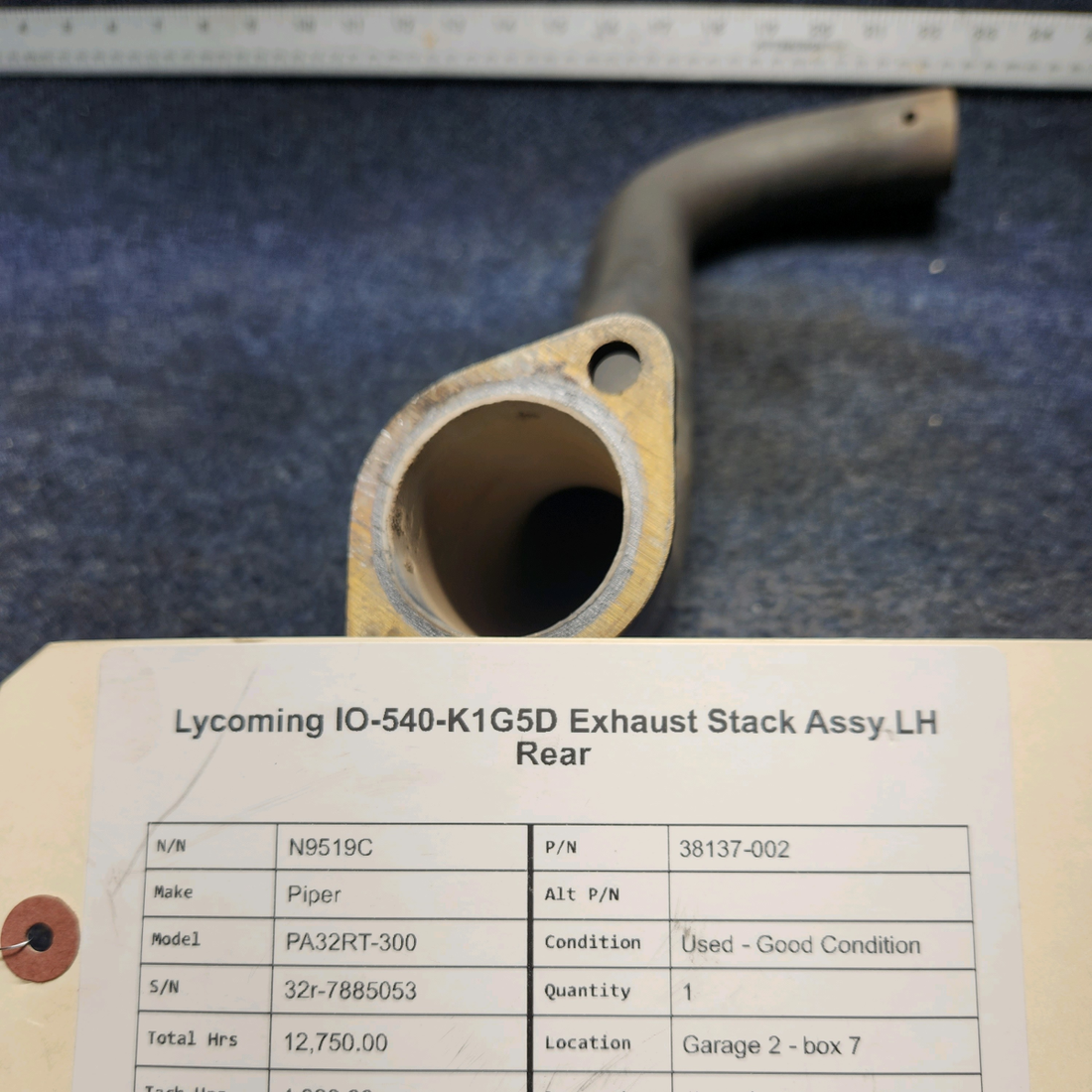 Used aircraft parts for sale, 38137-002 Piper PA32RT-300 LYCOMING IO-540-K1G5D EXHAUST STACK ASSY LH REAR