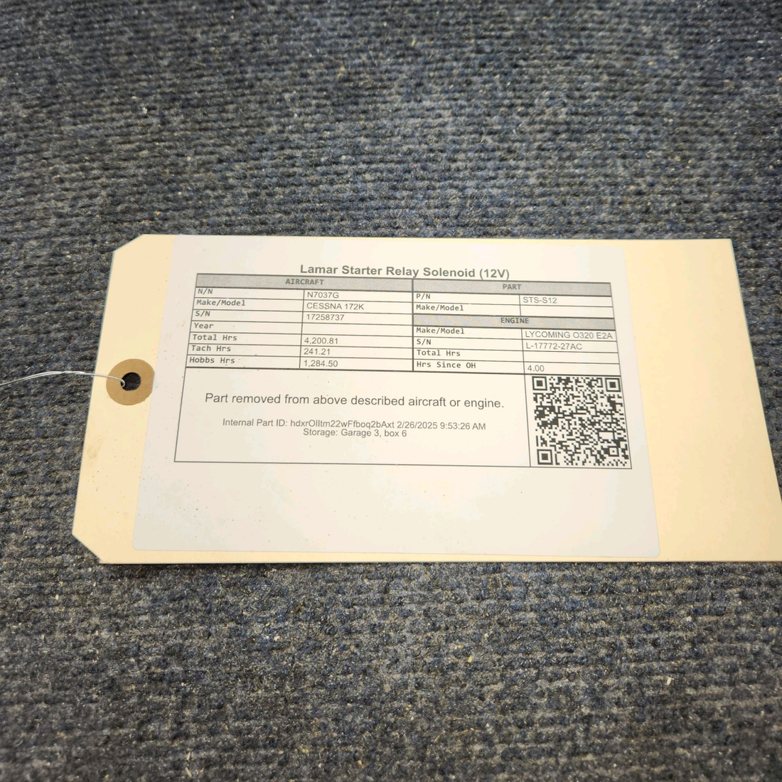 Used aircraft parts for sale, STS-S12 Lamar CESSNA 172K STARTER RELAY SOLENOID (12V)