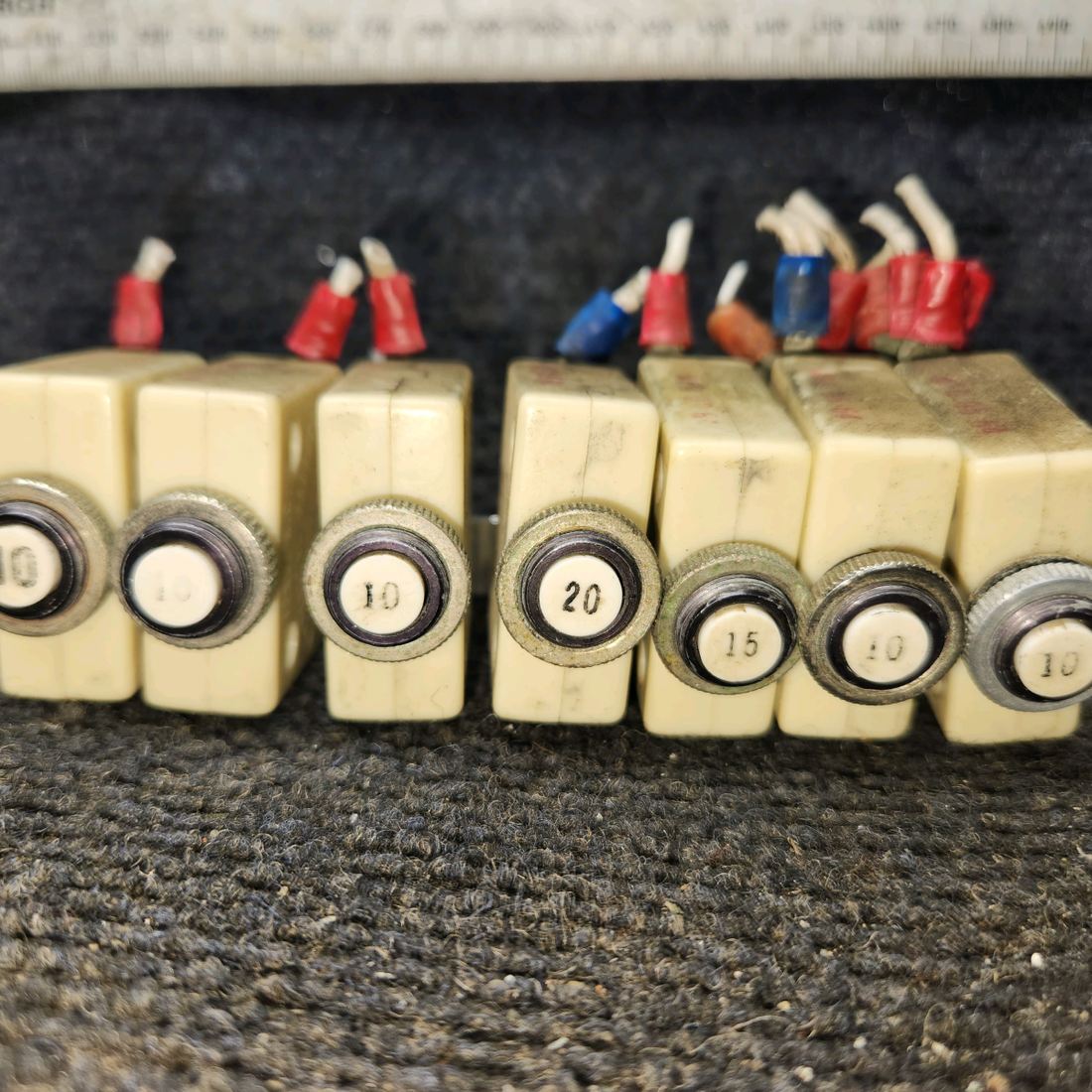 Used aircraft parts for sale, S-1360-10, S-1360-15, S-1360-20 Wood Electric Cessna 182G Circuit Breaker x7