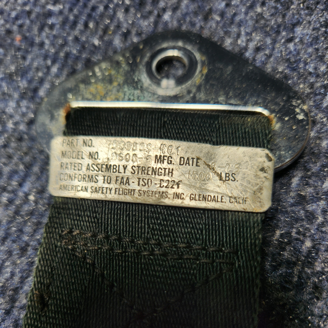 Used aircraft parts for sale, 502985-401 Beechcraft C23 SUNDOWNER SOUTHERN SAFETY SEAT BELT
