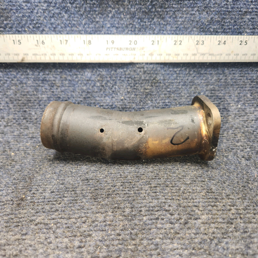 Used aircraft parts for sale, 099001-132 Beechcraft A24R Bent Exhaust Riser with Probe Hole