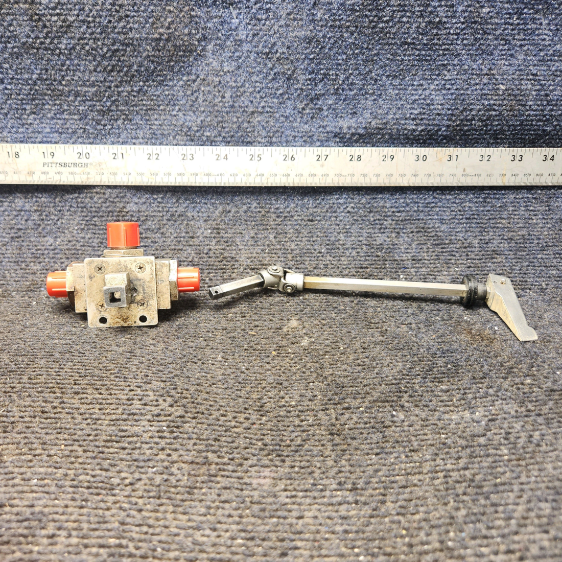 Used aircraft parts for sale, 0513120-6 Cessna 172 E Fuel Selector Valve Assembly with Shaft and Handle