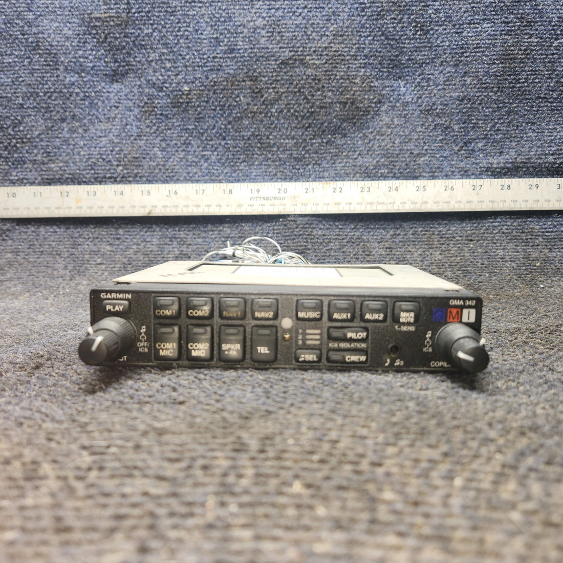 Used aircraft parts for sale, 011-03520-10 Garmin GMA-342 piper PA-28-181 Audio Panel with Tray (14/28 Volts)