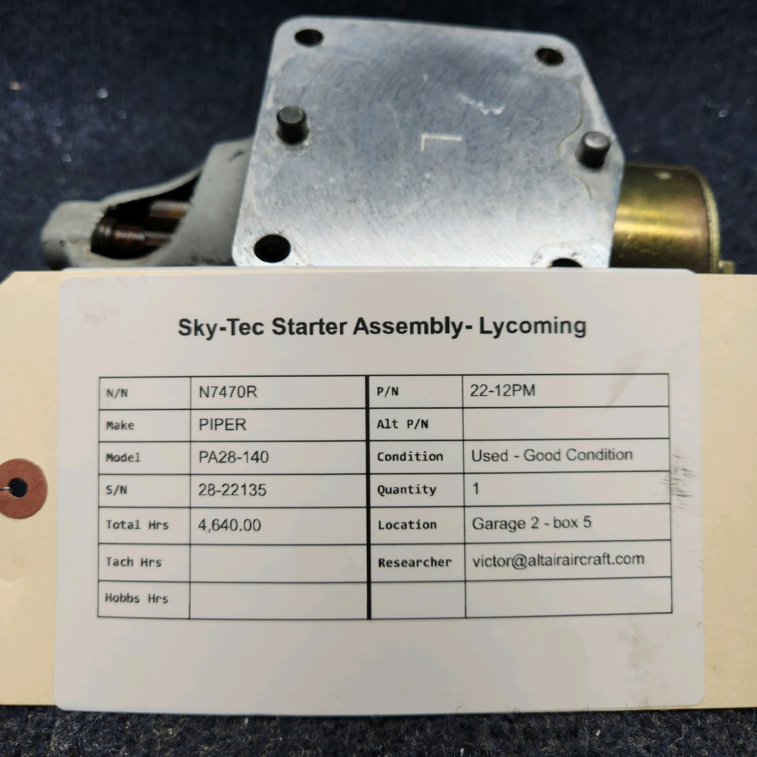 Used aircraft parts for sale, 22-12PM Sky-Tec  [part_model] PIPER PA28-140 SKY-TEC STARTER ASSEMBLY- LYCOMING