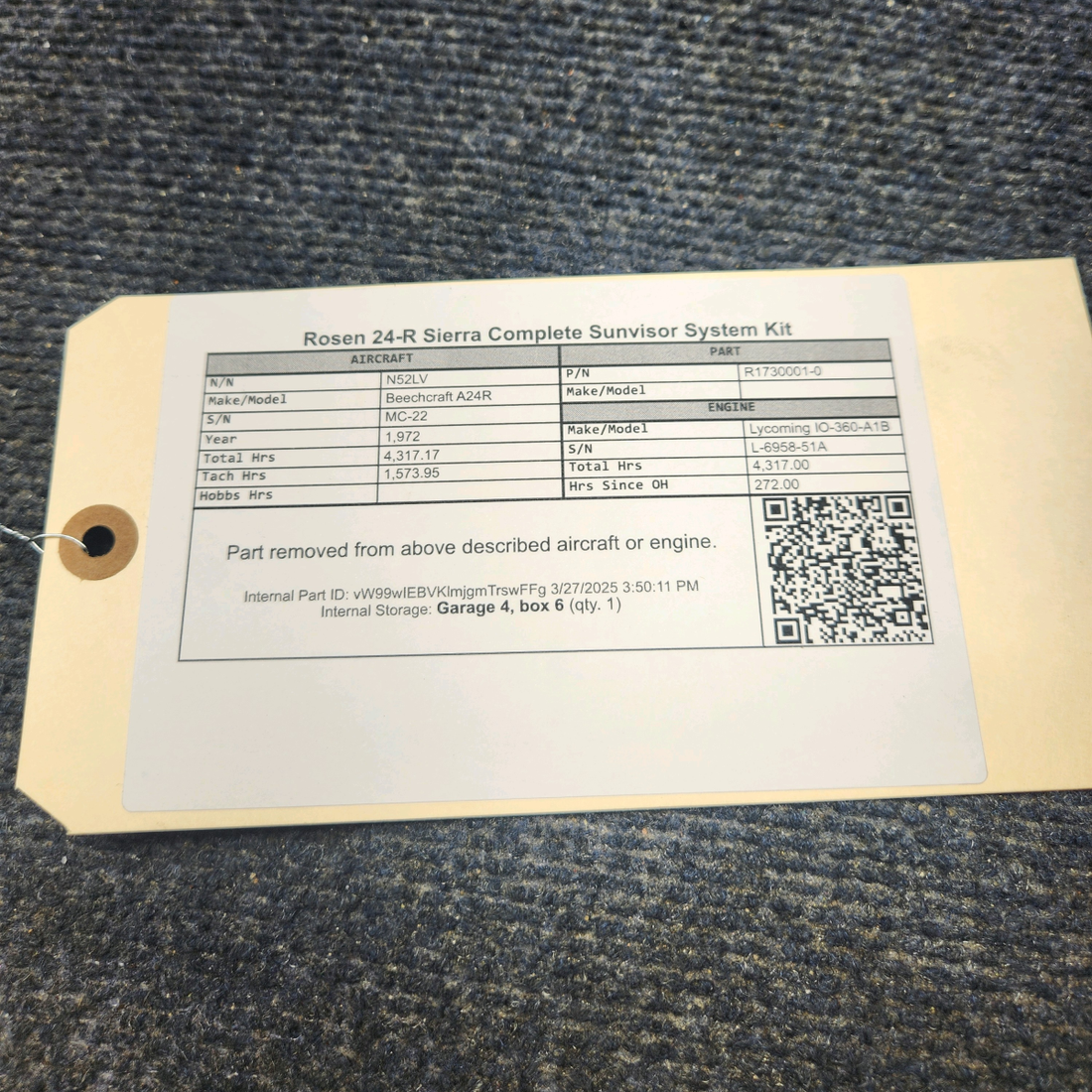 Used aircraft parts for sale, R1730001-0 Rosen Beechcraft A24R 24-R Sierra Complete Sun visor System Kit