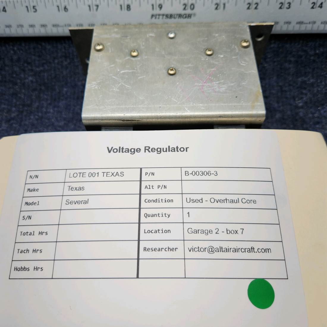 Used aircraft parts for sale, B-00306-3 Lamar Texas Several VOLTAGE REGULATOR