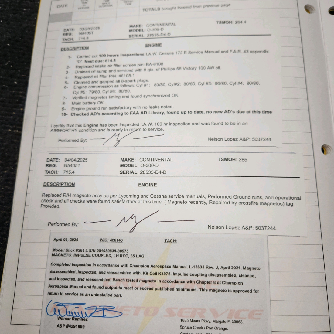 Used aircraft parts for sale, O-300-D Continental O-300-D Cessna 172E Aircraft Engine (Prop-Strike) 285OH