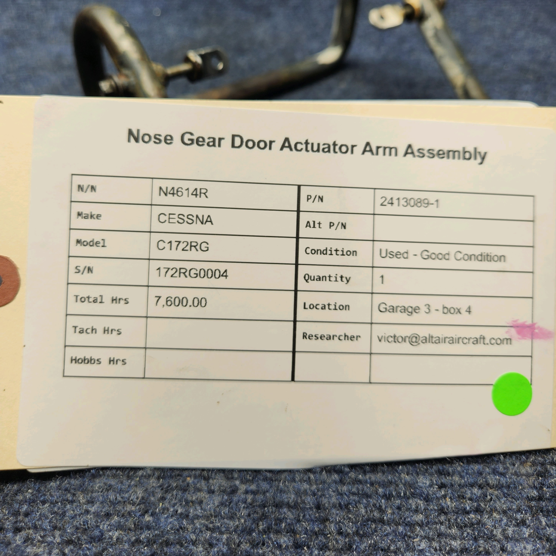 Used aircraft parts for sale, 2413089-1 CESSNA C172RG NOSE GEAR DOOR ACTUATOR ARM ASSEMBLY