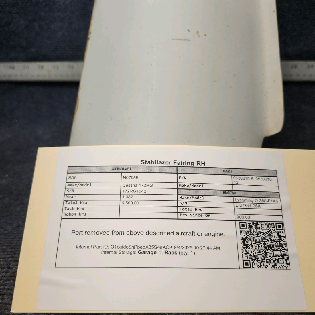 Used aircraft parts for sale, 0530010-6 Cessna 172RG Stabilizer Fairing - RH