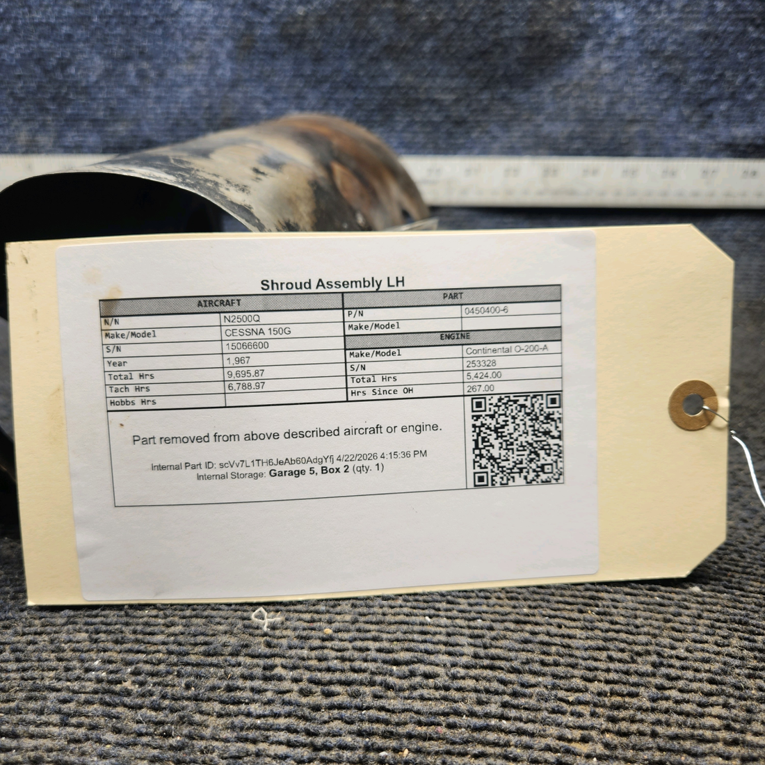 Used aircraft parts for sale, 0450400-23 cessna 150G Shroud Assembly - LH
