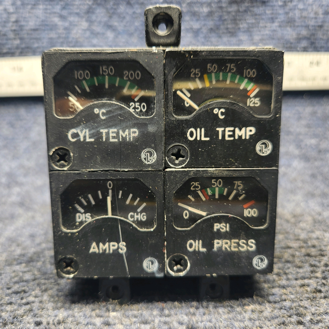 Used aircraft parts for sale, 36-380021-13 Edo-Air Beechcraft F33A ENGINE INSTRUMENT CLUSTER (14V)