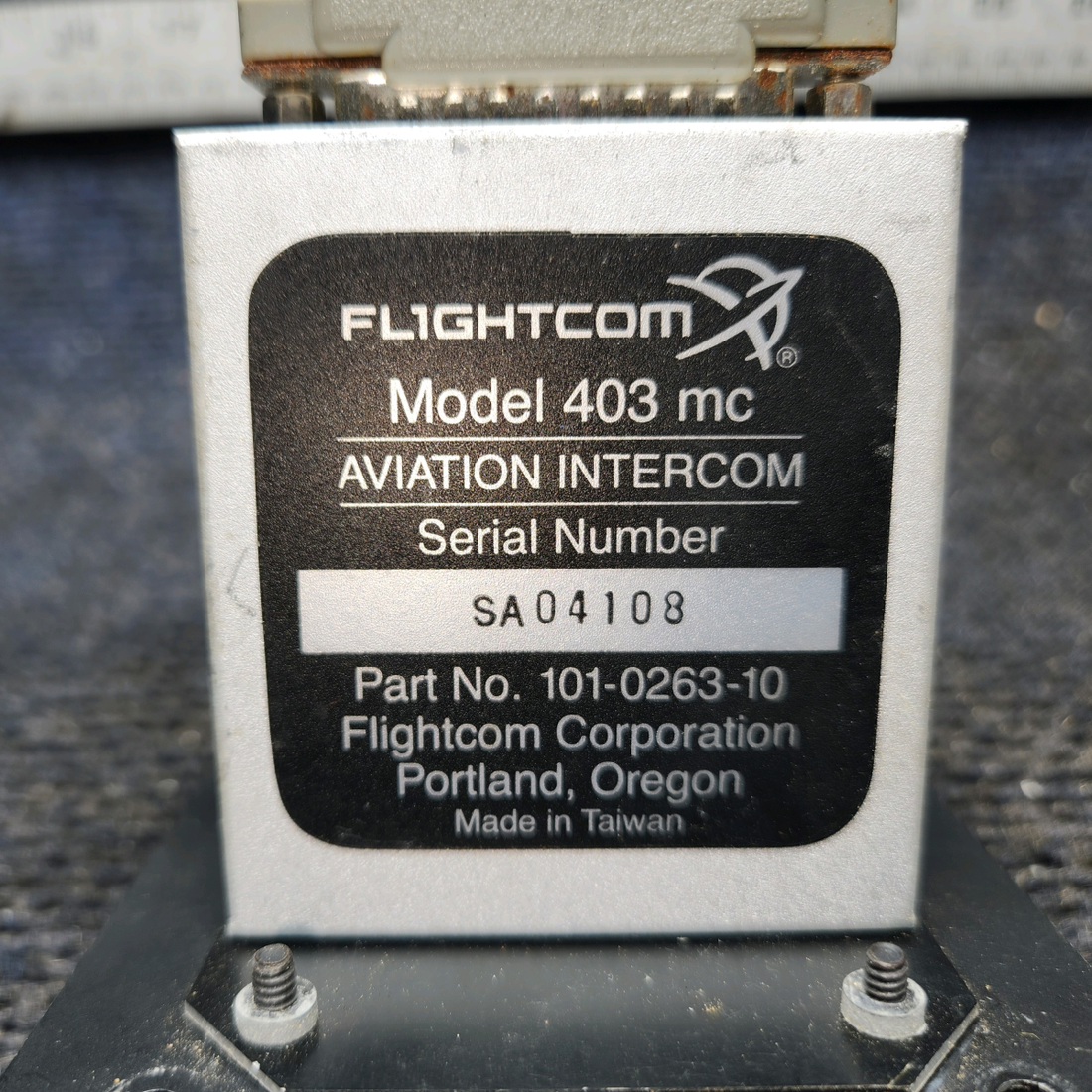 Used aircraft parts for sale, 101-0263-10 FLightcom 403MC Piper PA28-140 Intercom with Connector