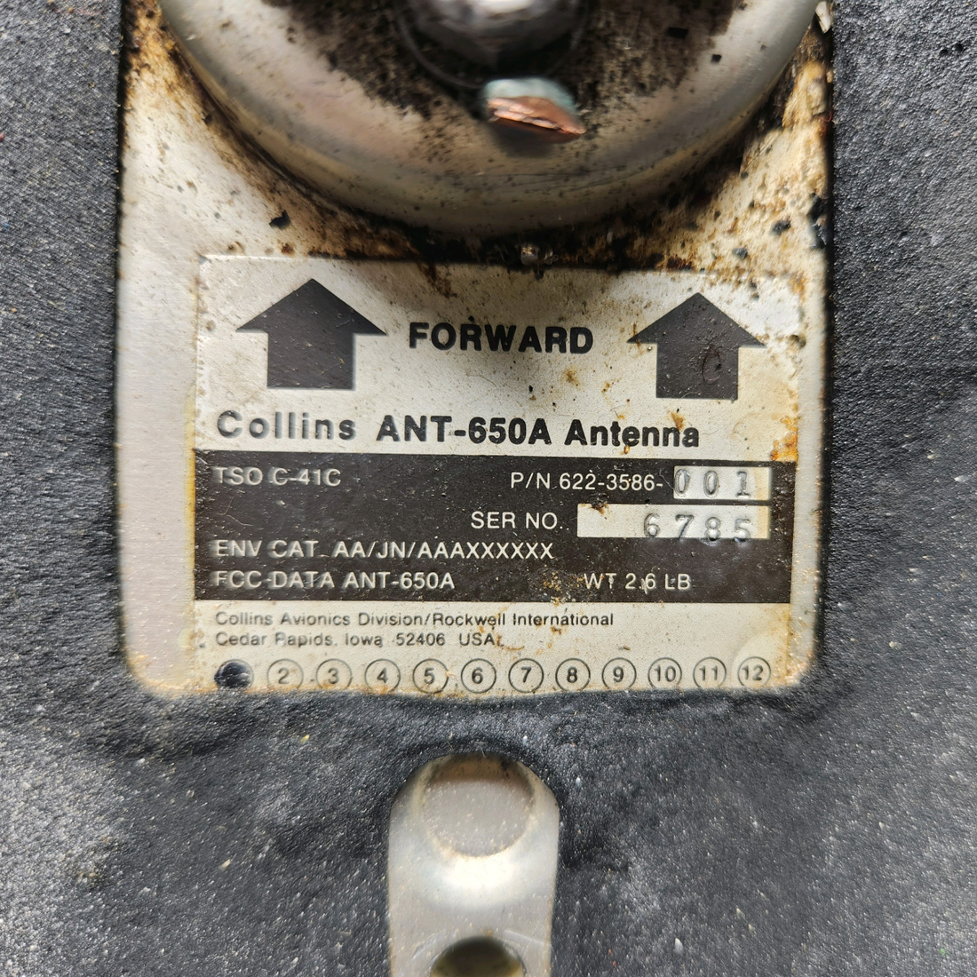 Used aircraft parts for sale, 622-3586-001 Collins ANT-650A ADF ANTENNA
