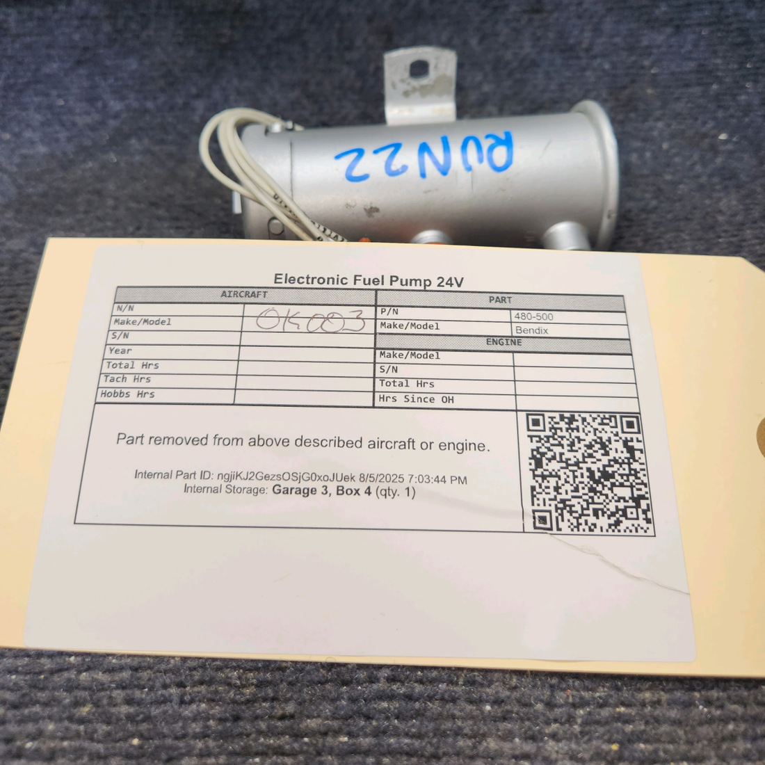 Used aircraft parts for sale, 480-500 Bendix Electronic Fuel Pump 24V