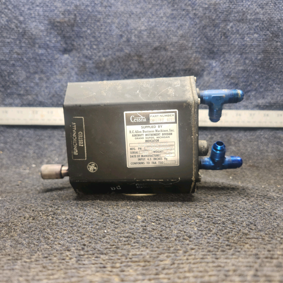 Used aircraft parts for sale, RCA10-J-3985-02 RC Allen Inst cessna 150G Directional Gyro Indicator