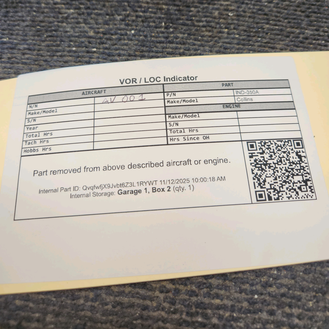 Used aircraft parts for sale, 622-2082-003 Collins IND-350A VOR / LOC Indicator