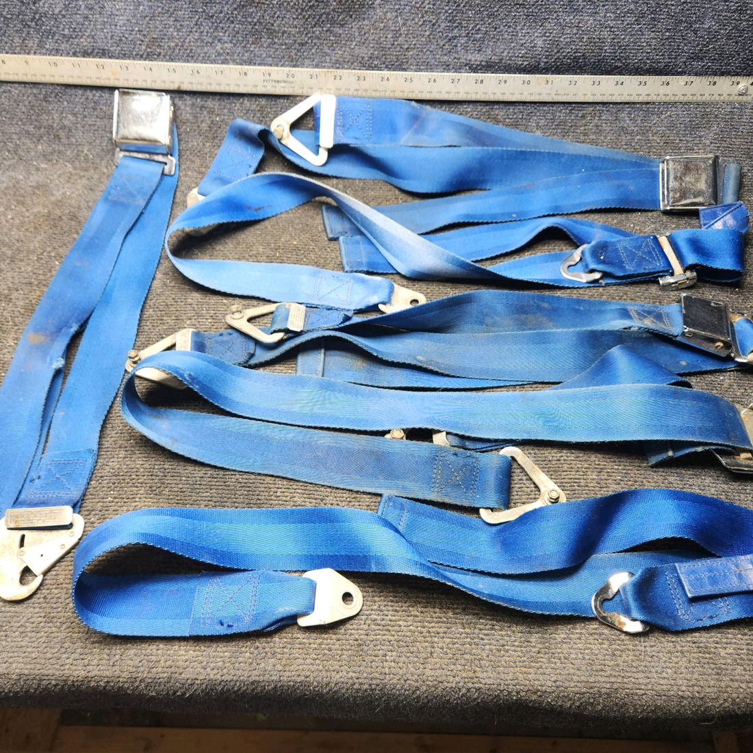 Used aircraft parts for sale, 2-846-745 American Safety cessna 172N Seat Belt Assembly Set with Anchors – Blue