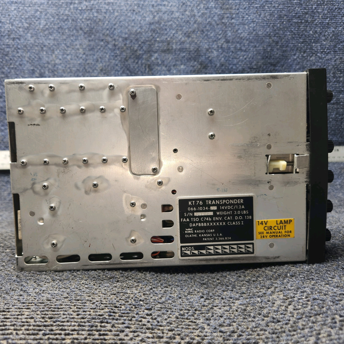 Used aircraft parts for sale, 066-1034-00 Bendix King KT-76 Cessna 182G Transponder With Tray