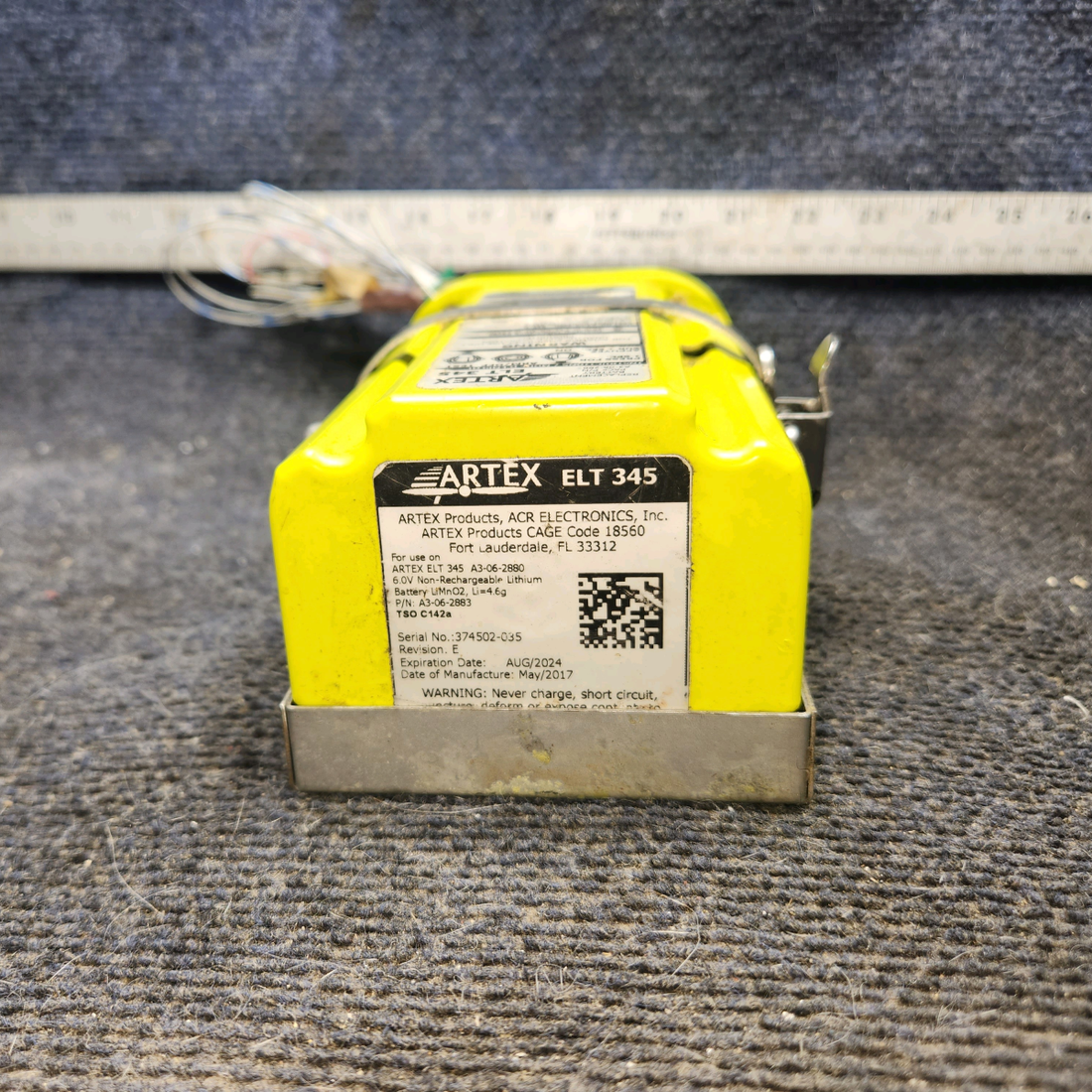 Used aircraft parts for sale, A3-06-2880 Artex ELT-345 piper PA-28-181 Emergency Locator Transmitter w/ Accessories