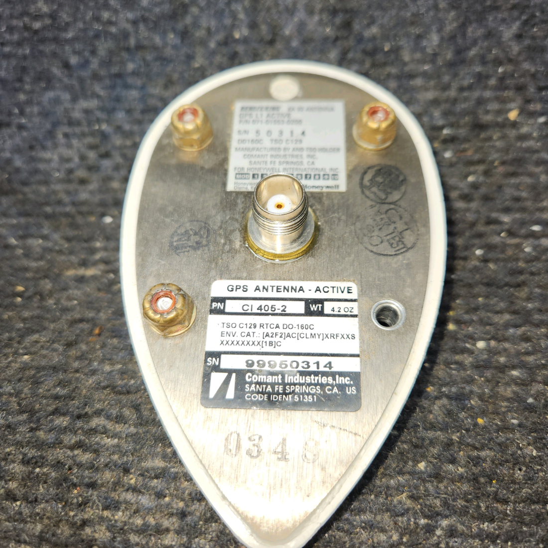 Used aircraft parts for sale, 071-01553-0200 Bendix King CI 405-2 Piper PA28-140 GPS Antena