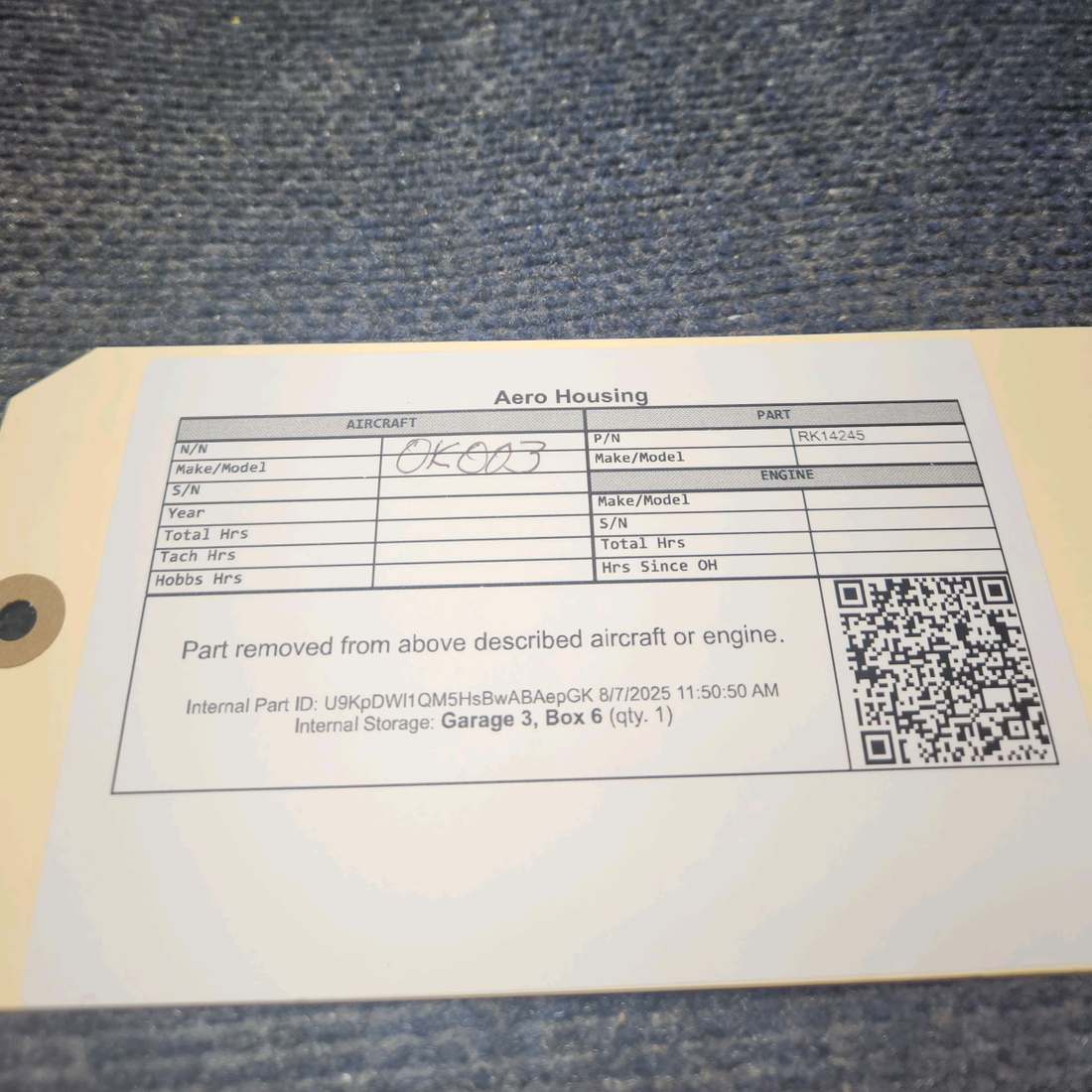 Used aircraft parts for sale, RK14245 Rolls Royce Aero Housing