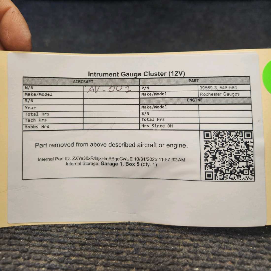 Used aircraft parts for sale, 548-584 Rochester Gauges Piper PA34-220T Intrument Gauge Cluster (12V)