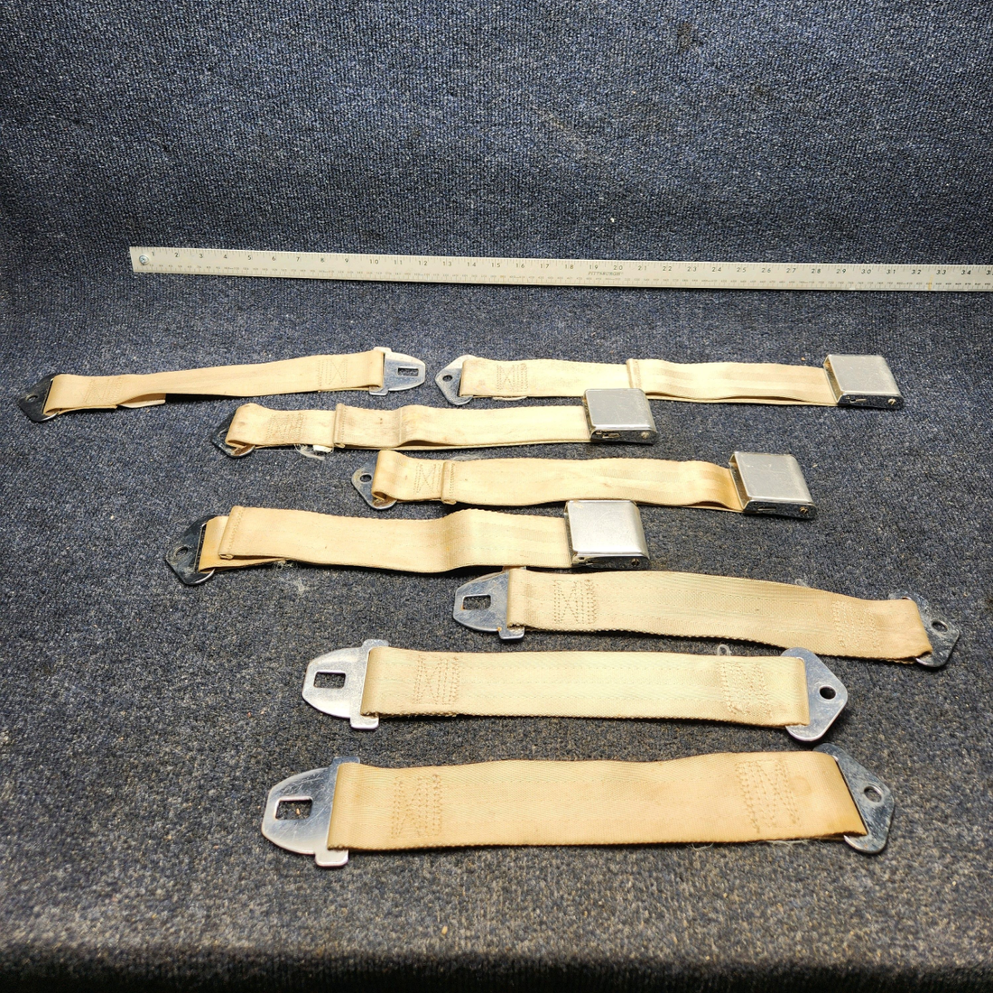 Used aircraft parts for sale, YB1R632K BEECHCRAFT F35 PILOT OR COPILOT AND REAR SEAT BELT "SET OF FOUR SEAT"